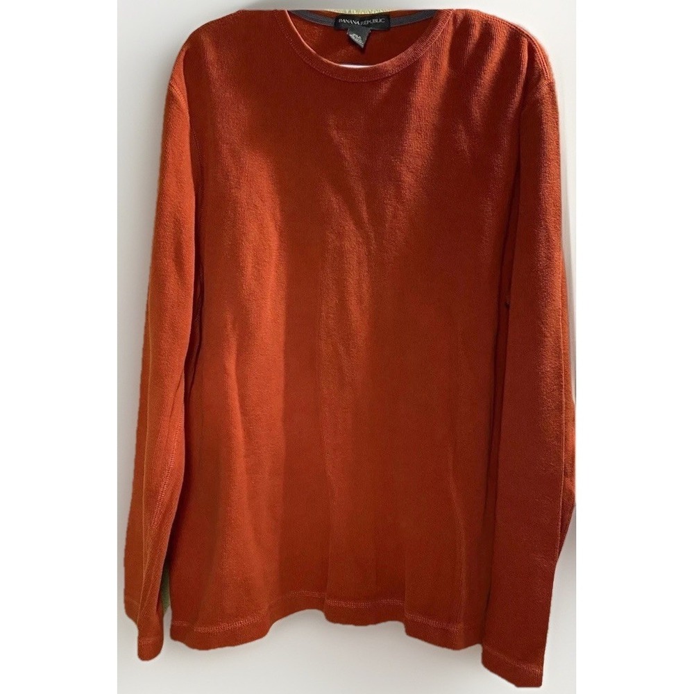 Classic Crewneck‎ Banana Republic Mens Pullover Sweater Cotton L Burnt Orange